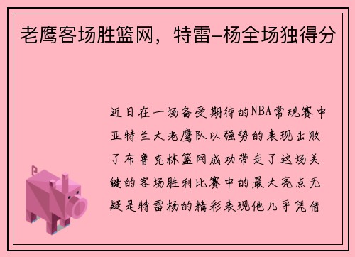 老鹰客场胜篮网，特雷-杨全场独得分